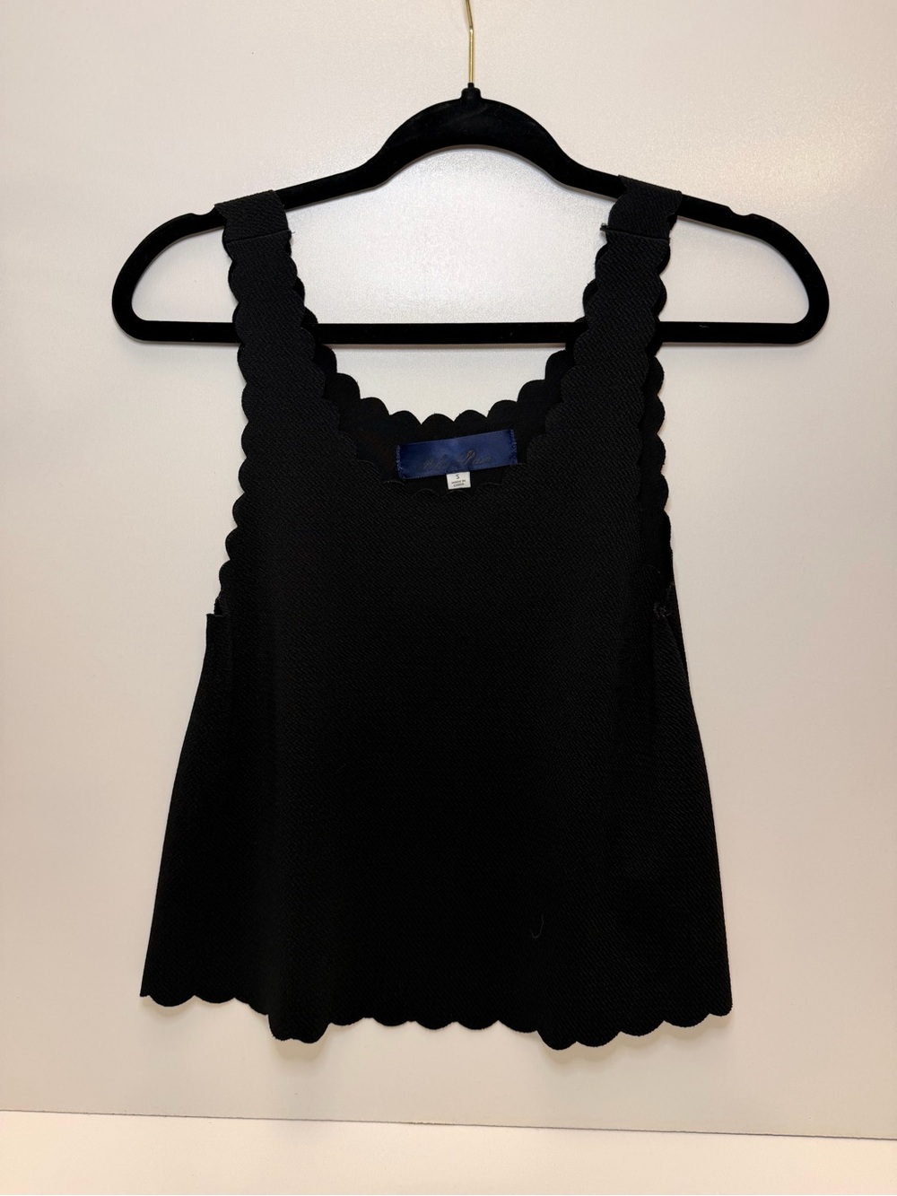 Blue Rain Black Scallop-Trim Tank Top